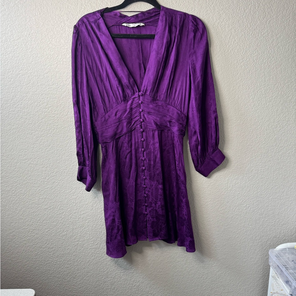 Zara Vibrant Purple Floral Dress